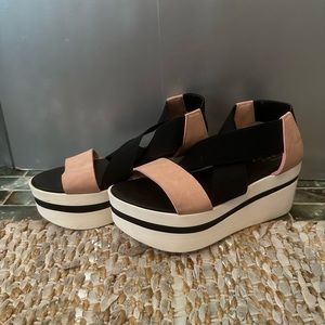 ShuShop Black, White, and Pink Wedges